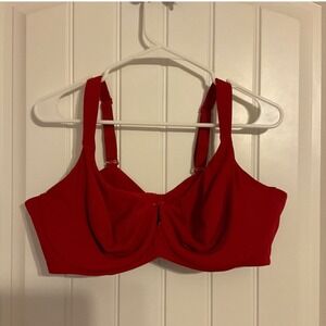 Cacique Red Full Coverage Bra 44DD Underwire Adjustable Straps Front Closure